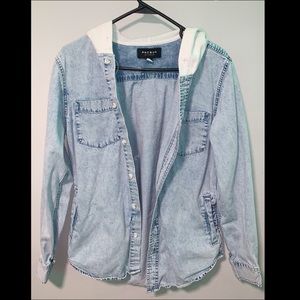 Pacsun Hooded Denim Button Up